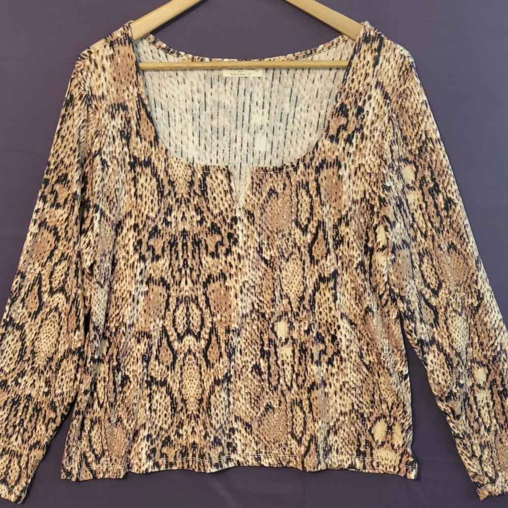 Full Circle Trends Snakeskin Print Blouse Size 1X